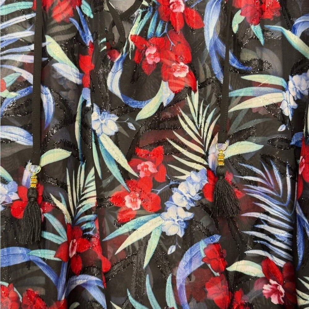 Tommy Bahama Womens Midnight Orchid Swim Cover‎ Up Vacation Resort Beach Cruise
